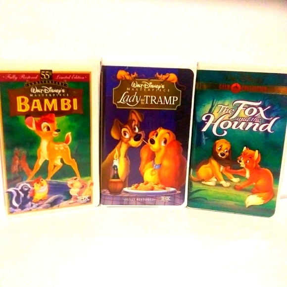 Bambi, Lady and the Tramp and The Fox & The Hound VHS movies - Picture 1 of 10